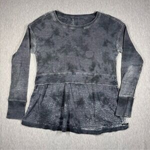 Calvin Klein Distressed Thermal Long Sleeve Top Gray Womens
